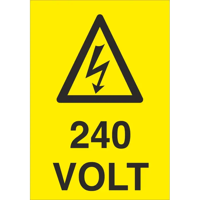240 Volt Elektrik Uyarı Levhası