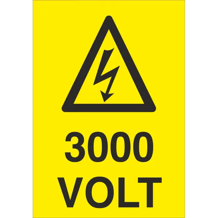 3000 Volt Elektrik Uyarı Levhası
