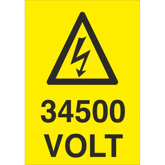 34500 Volt Elektrik Uyarı Levhası