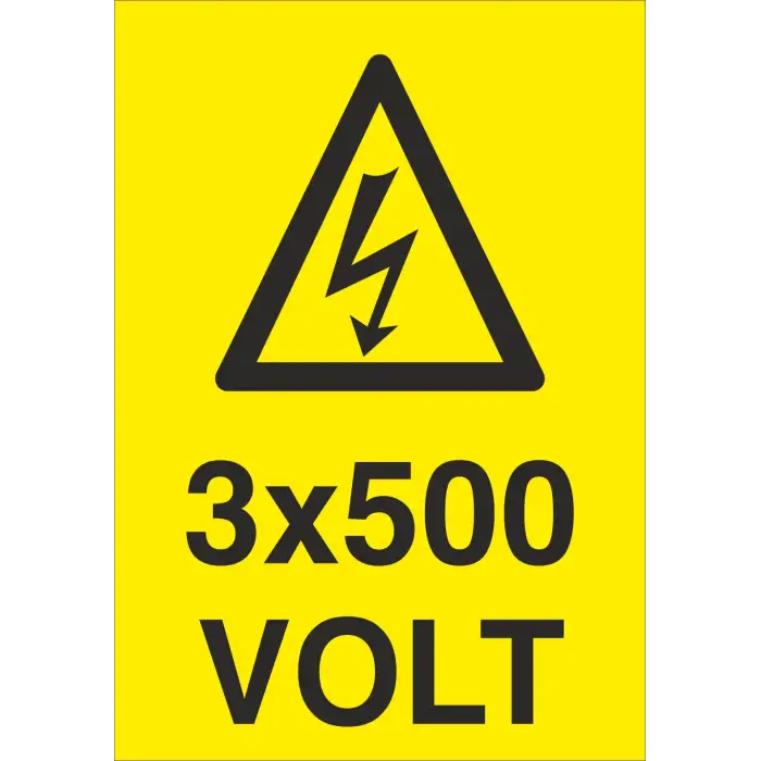 3x500 Volt Elektrik Uyarı Levhası