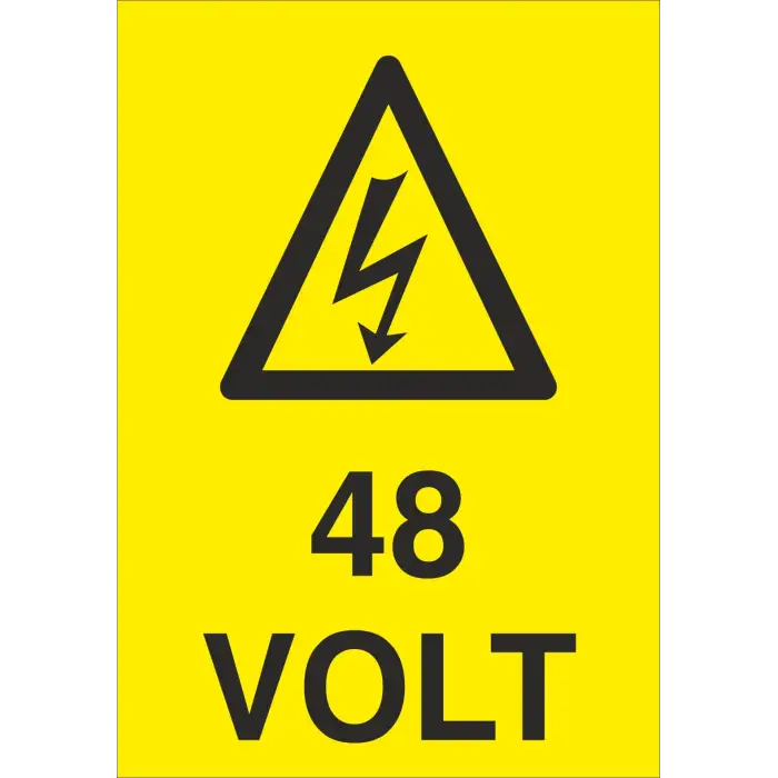 48 Volt Elektrik Uyarı Levhası