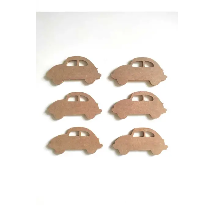 6lı Mini Araba Seti Boyanabilir Ham 3 Mm Mdf