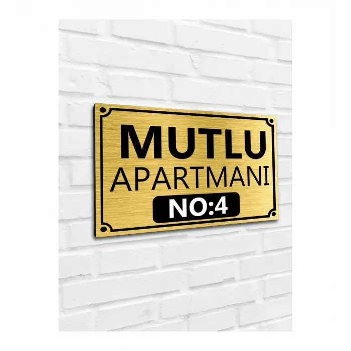 Apartman-site Kapı Isimliği Kapı Tabelası Gold 20x29 Cm