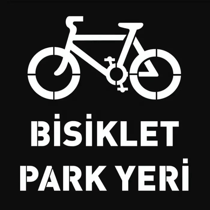 Tek Bisiklet Sembollü Bisiklet Park Yeri Boyama Şablonu 3 mm Ham MDF