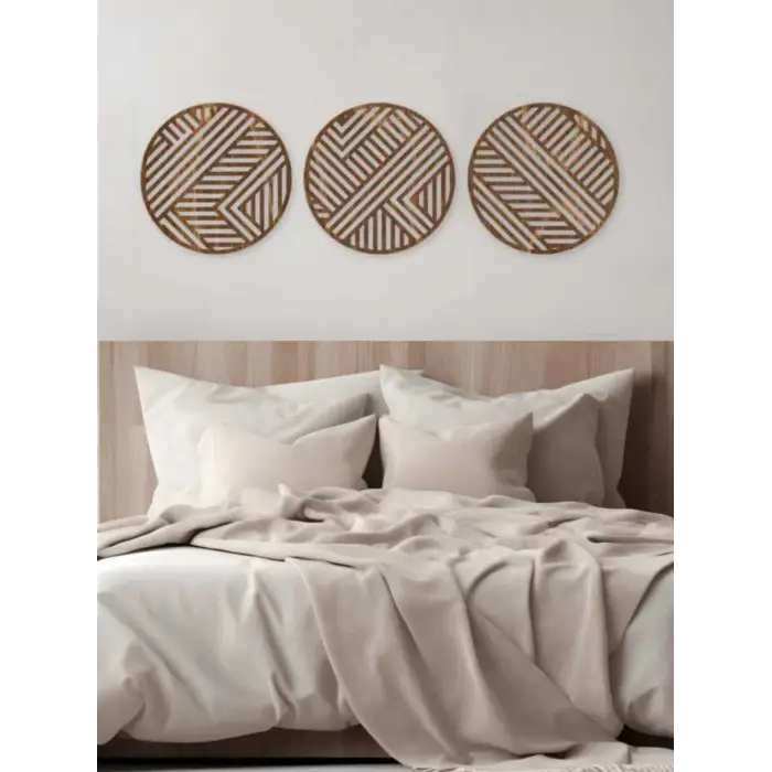 Bohem Ahşap Duvar Dekorasyonu 3lü set 25 cm