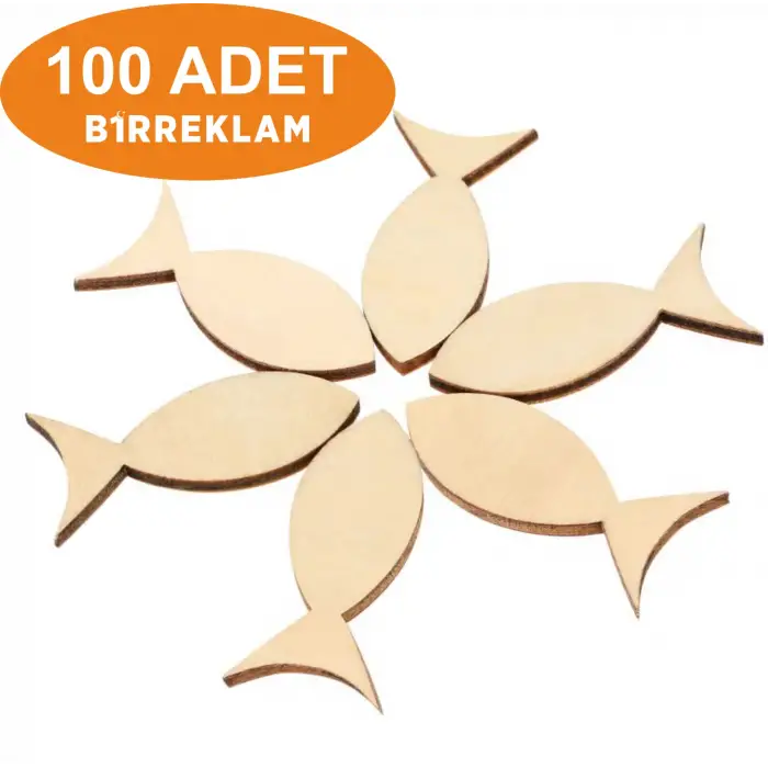 Boyanabilir Ahşap Balık 4x2 Cm 100 Adet