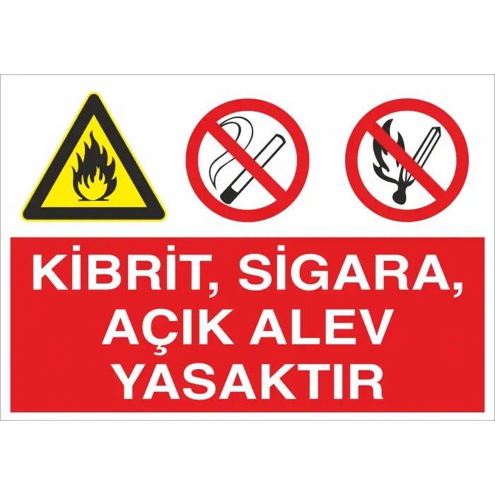Kibrit, Sigara, Açık Alev Yasaktır Levhası