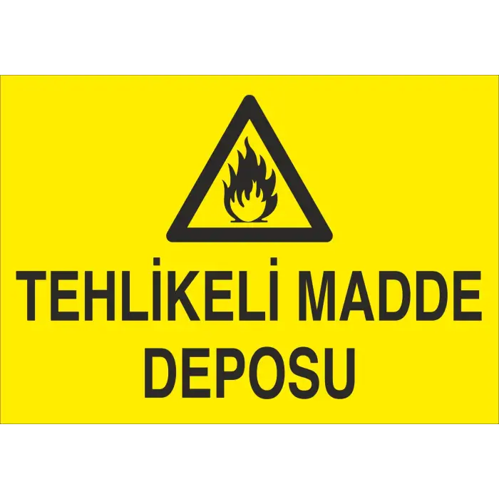 Tehlikeli Madde Deposu Levhası Alev Simgeli