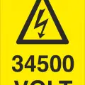 34500 Volt Elektrik Uyarı Levhası