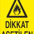 Dikkat Asetilen Levhası