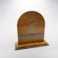 Kafe Restoran Ahşap Masaüstü Rezerve Yazısı