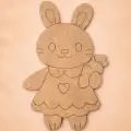 Sevimli Tavşan Ahşap Boyama 15 cm x 10 cm