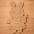 Sevimli Tavşan Ahşap Boyama 15 cm x 10 cm