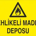 Tehlikeli Madde Deposu Levhası Alev Simgeli