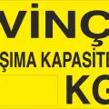 Vinç Taşıma Kapasitesi ... Kg İş Güvenliği Uyarı Levhası
