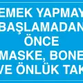 Yemek Yapmaya Başlamadan Önce Maske Bone ve Önlük Tak Levhası