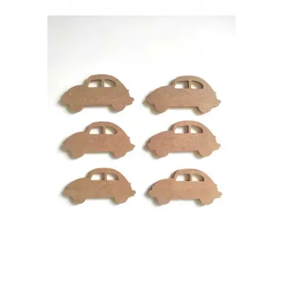 6lı Mini Araba Seti Boyanabilir Ham 3 Mm Mdf