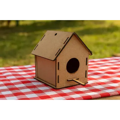 Boyanabilir Ahşap Kuş Evi - 10x10x13 cm | 3 mm Ham Mdf (Demonte)
