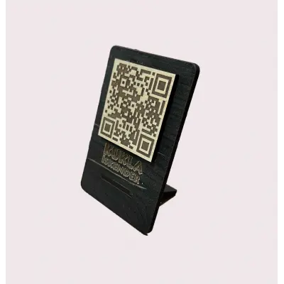 Cafe Restaurantlar için Ahşap Qr Menu