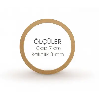 Ham Ahşap 7 Cm Çember Kenar Kalınlığı 0.75 Mm Ip Dolamaya Uygun