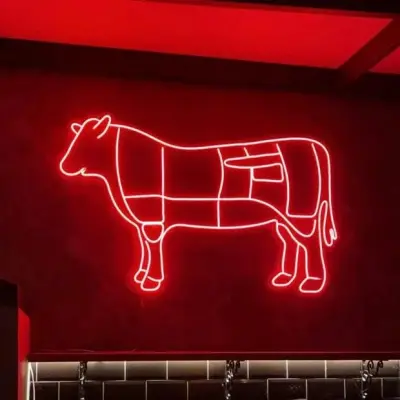 Işıklı Kasap Tabelası Neon Led İç Mekan Levha