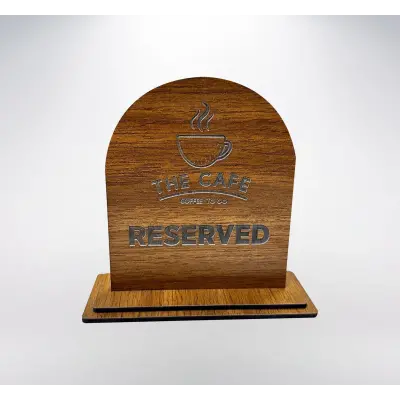 Kafe Restoran Ahşap Masaüstü Rezerve Yazısı