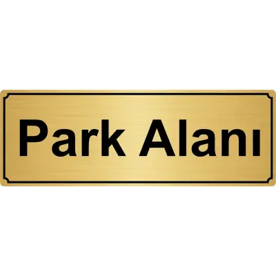 Park Alanı Yönlendirme Levhası 7 x 20 cm Altın Renk Metal