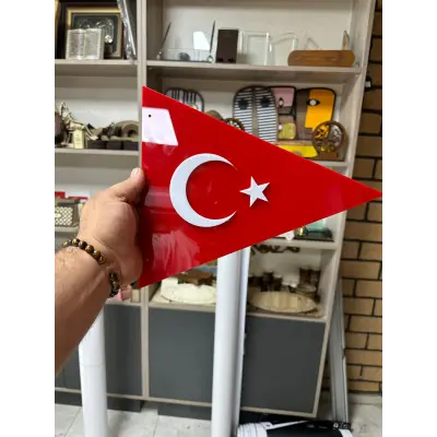 Pleksi Türk Bayrağı Üçgen 30x25