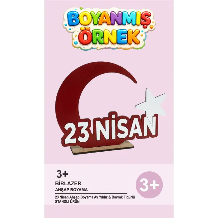 23 Nisan Ahşap Boyama Seti Ay Yıldız & Bayrak Figürlü