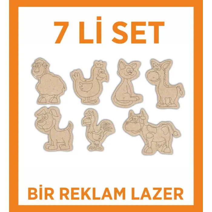 Ahşap 7 li Set Hayvanlar Boyama Eğitici Montessori Çocuk Gelişim Oyuncağı