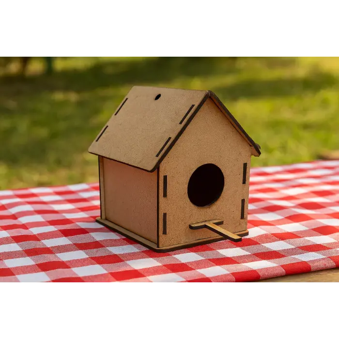 Boyanabilir Ahşap Kuş Evi - 10x10x13 cm | 3 mm Ham Mdf (Demonte)