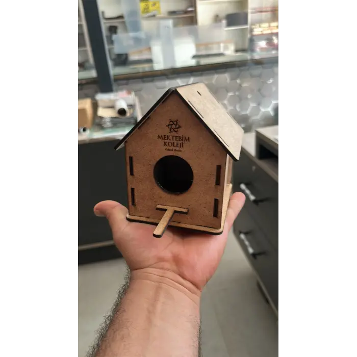 Boyanabilir Ahşap Kuş Evi - 10x10x13 cm | 3 mm Ham Mdf (Demonte)
