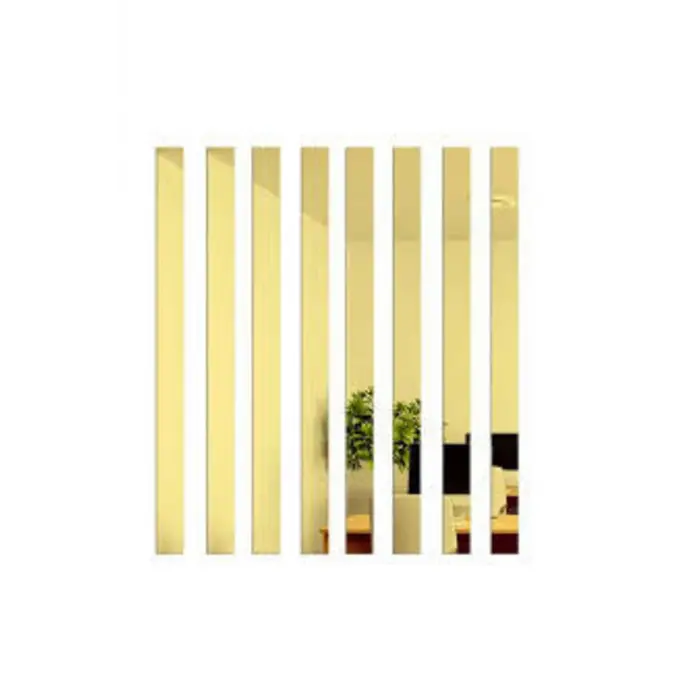 Dekoratif Şerit Gold Ayna Pleksi Duvar Süsü 2.5x100cm 5 Adet( Yapışkanlı )