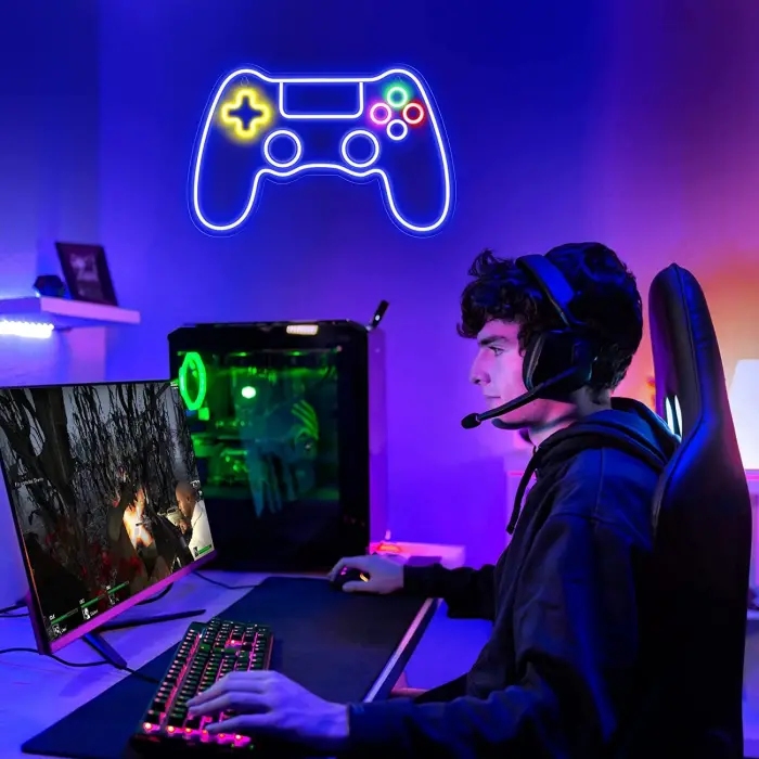 Gamer Playstation Oyun Kolu Işıklı Neon Tabela
