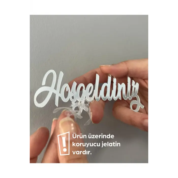 Hoşgeldiniz Pleksi Etiket 1 mm gold & gümüş