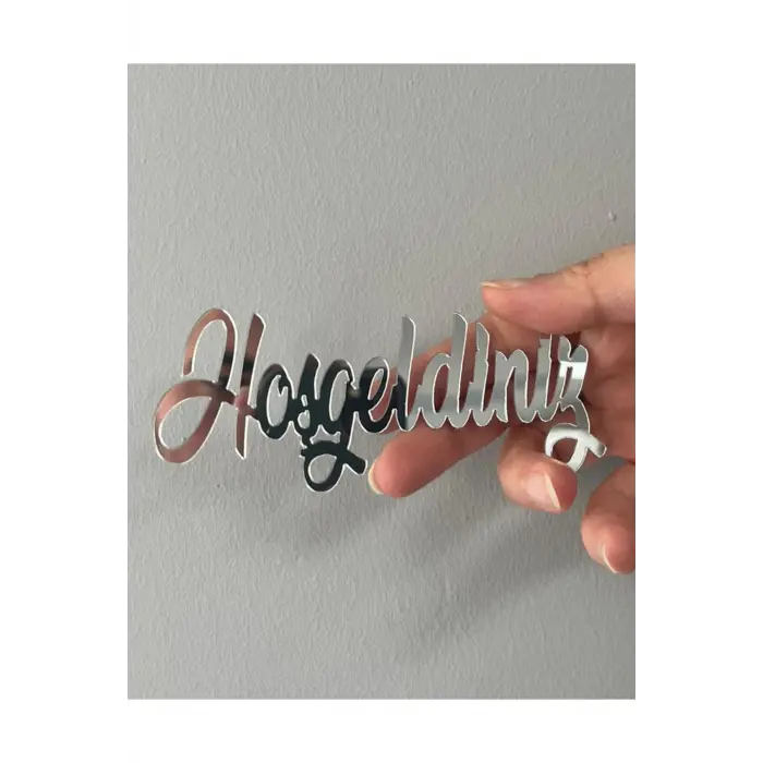 Hoşgeldiniz Pleksi Etiket 1 mm gold & gümüş