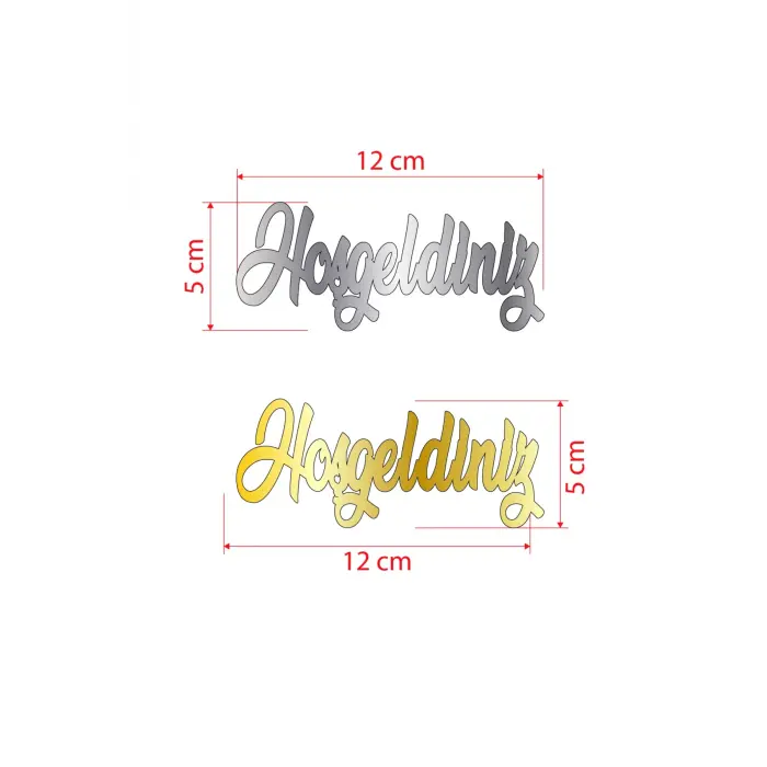 Hoşgeldiniz Pleksi Etiket 1 mm gold & gümüş