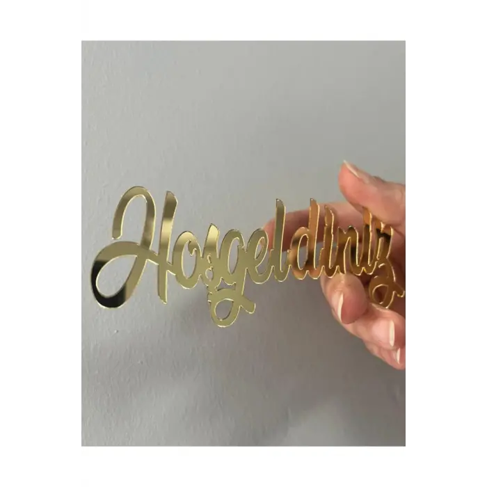 Hoşgeldiniz Pleksi Etiket 1 mm gold & gümüş