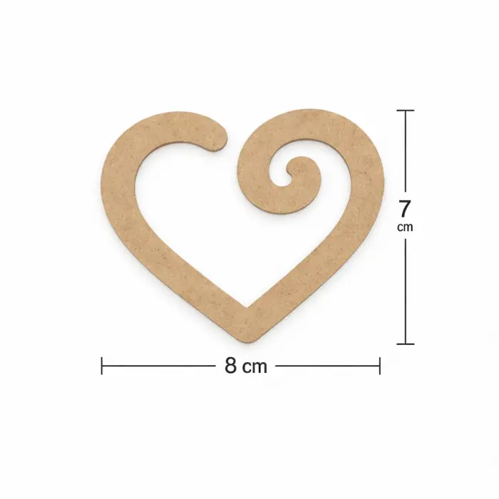 Kıvrımlı Sonsuz Kalp Ham Mdf Dekor Boyanabilir 8x7 cm