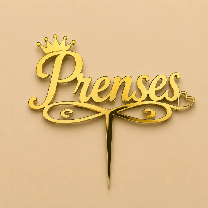 Prenses Yazılı Pleksi Pasta Süsü