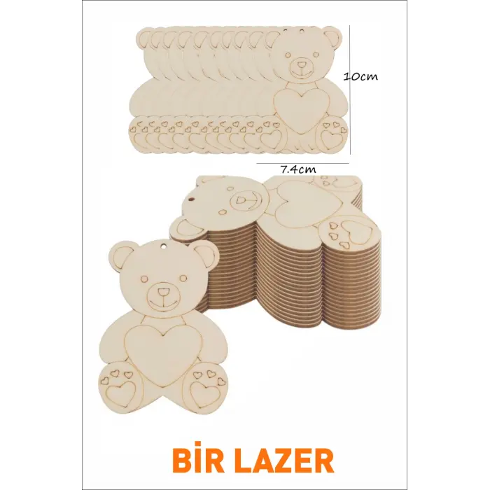 Sevimli Kalpli Ayıcık Ahşap Boyama Okul Diy Etkinlik Aktivite Sanat