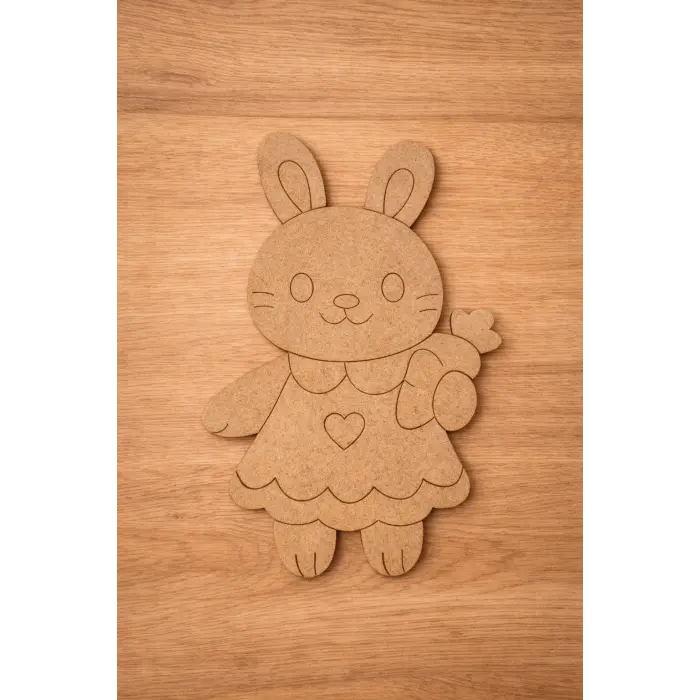 Sevimli Tavşan Ahşap Boyama 15 cm x 10 cm