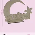 23 Nisan Ahşap Boyama Seti Ay Yıldız & Bayrak Figürlü