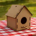 Boyanabilir Ahşap Kuş Evi - 10x10x13 cm | 3 mm Ham Mdf (Demonte)