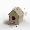 Boyanabilir Ahşap Kuş Evi - 10x10x13 cm | 3 mm Ham Mdf (Demonte)