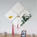Dekoratif Kare Ayna Pleksi Gümüş 30x30cm 4 Adet
