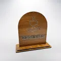 Kafe Restoran Ahşap Masaüstü Rezerve Yazısı
