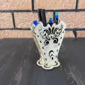 Kelebek Dekorlu Lazer Kesim Kalemlik