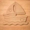 Sevimli Gemi Ahşap Boyama Aktivite Sanat 15 cm x 14 cm