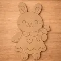 Sevimli Tavşan Ahşap Boyama 15 cm x 10 cm